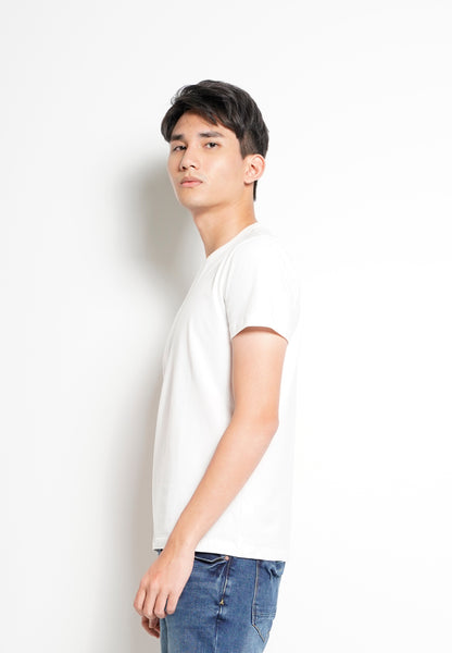 Men Short-Sleeve Basic Round Tee - White - H0M747