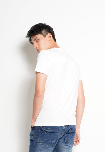 Men Short-Sleeve Basic Round Tee - White - H0M747