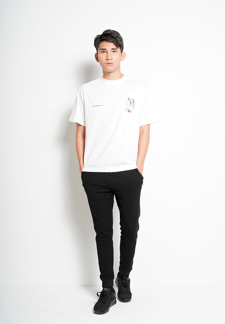 Men Oversized Short-Sleeve Graphic Tee - White - H0M732