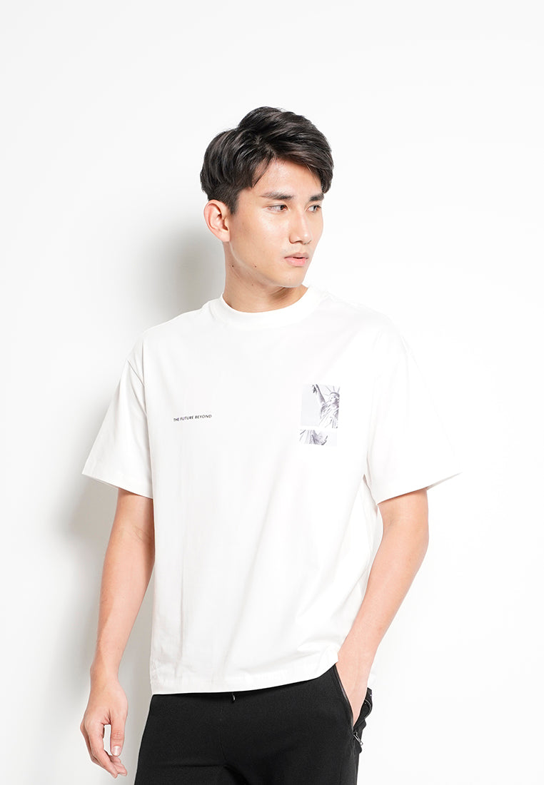 Men Oversized Short-Sleeve Graphic Tee - White - H0M732