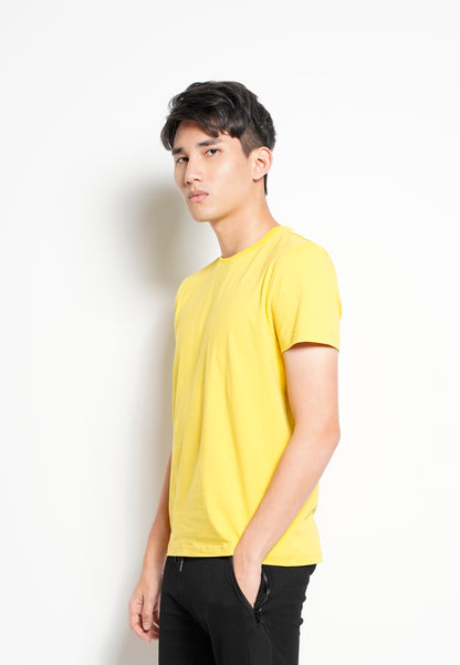 Men Short-Sleeve Basic Round Tee - Yellow - H0M748