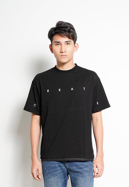 Men Oversized Short-Sleeve Fashion Tee - Black - H0M735