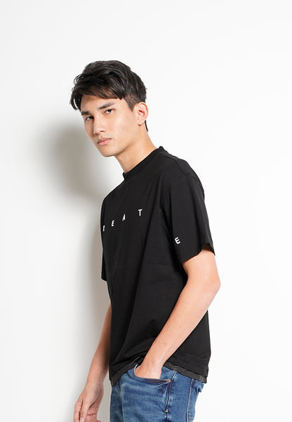 Men Oversized Short-Sleeve Fashion Tee - Black - H0M735