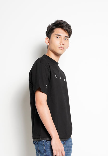 Men Oversized Short-Sleeve Fashion Tee - Black - H0M735