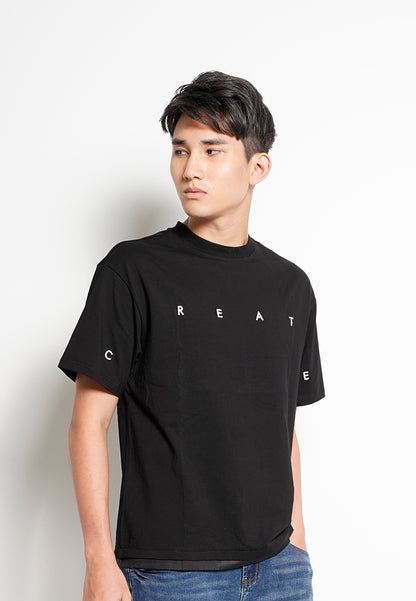 Men Oversized Short-Sleeve Fashion Tee - Black - H0M735