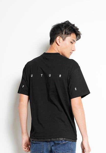 Men Oversized Short-Sleeve Fashion Tee - Black - H0M735