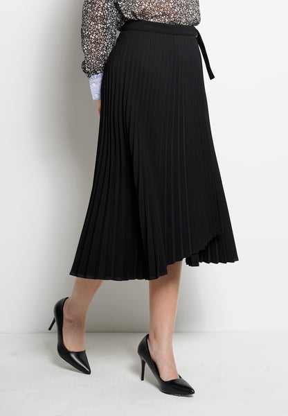 Women Pleated Long Skirt  - Black - H0W754