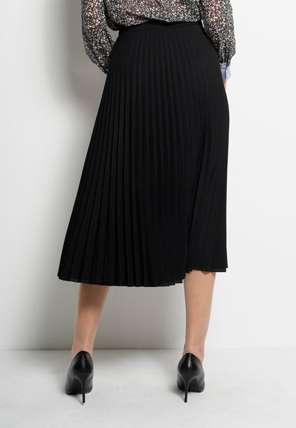 Women Pleated Long Skirt  - Black - H0W754