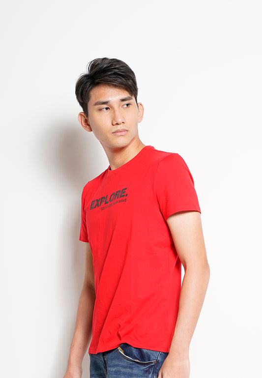 Men Short-Sleeve Graphic Tee - Dark Red - H0M715