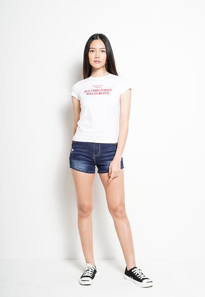 Women Short Sleeve Graphic Tee - white-H0W907