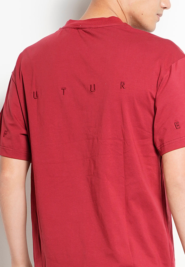 Men Oversized Short-Sleeve Fashion Tee - Dark Red - H0M736