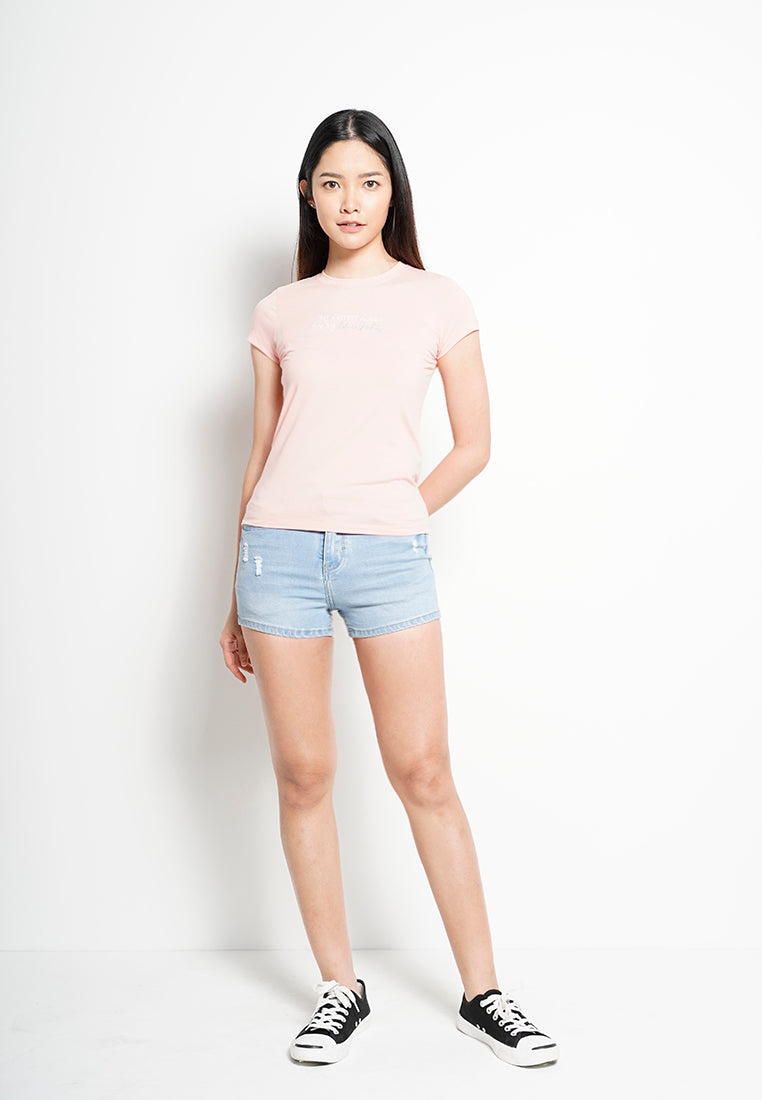 Women Short-Sleeve Graphic Tee - Pink - H0W909