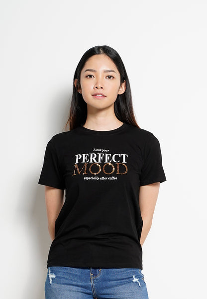 Women Short-Sleeve Graphic Tee - Black - H0W795