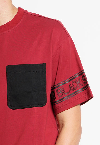 Men Oversized Short-Sleeve Fashion Tee - Dark Red - H0M733