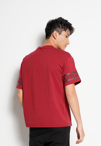 Men Oversized Short-Sleeve Fashion Tee - Dark Red - H0M733