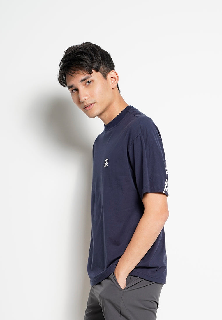 Men Oversized Short-Sleeve Embroidery Fashion Tee - Navy - H0M737