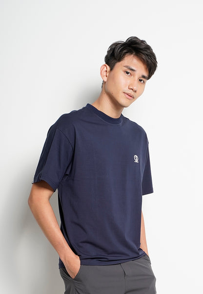 Men Oversized Short-Sleeve Embroidery Fashion Tee - Navy - H0M737