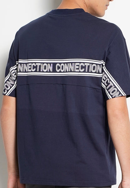 Men Oversized Short-Sleeve Embroidery Fashion Tee - Navy - H0M737