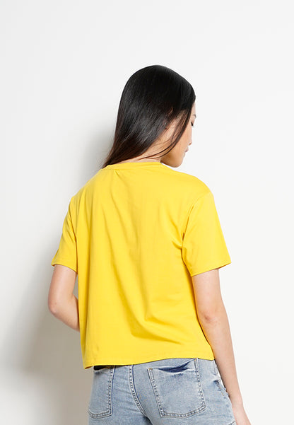 Women Short-Sleeve Fashion Tee - Yellow - H0W912