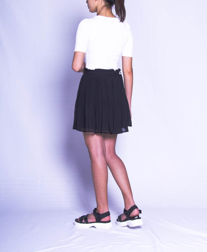 Women Pleated Skirt - Black - H9W406