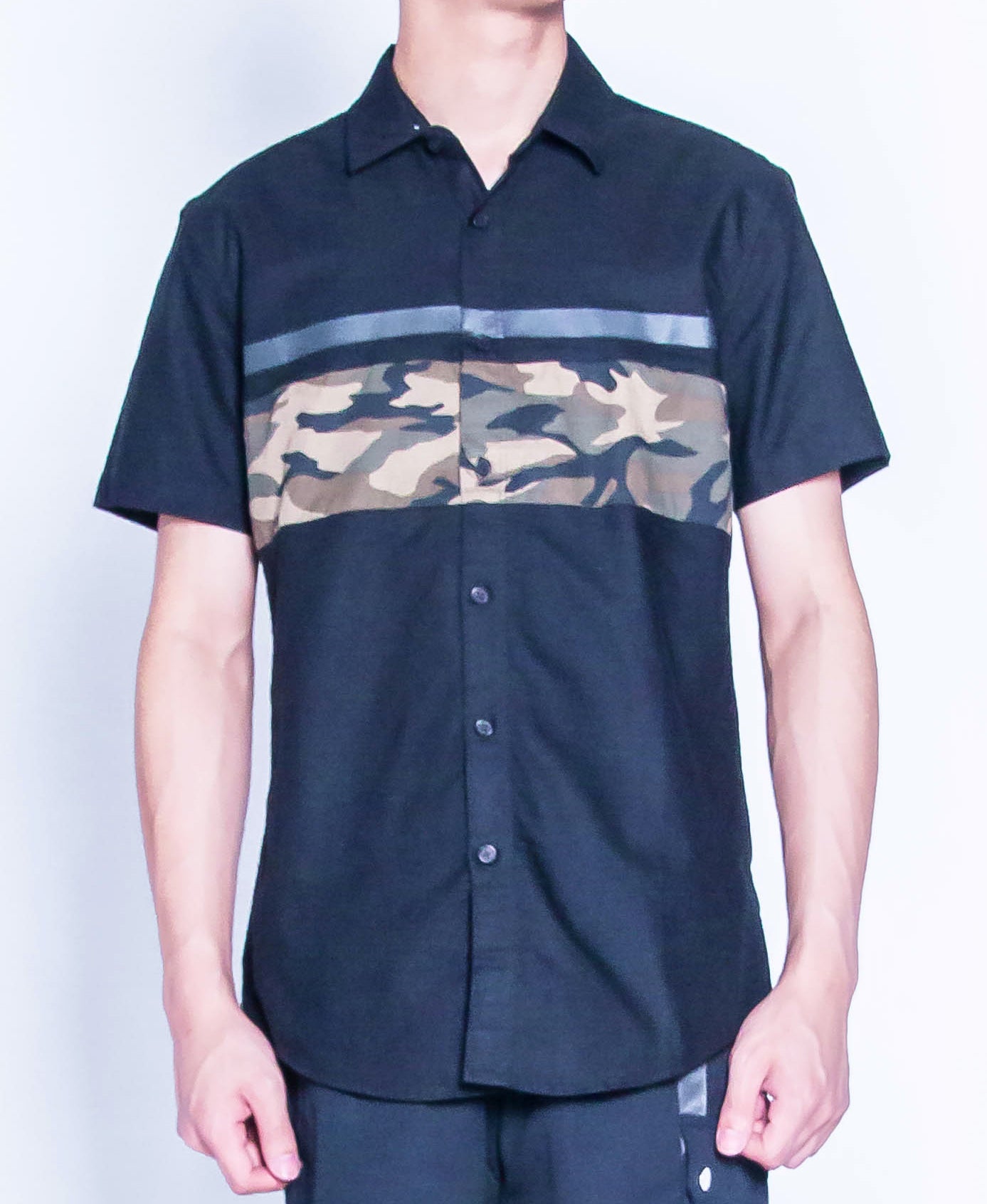 Men Short-Sleeve Shirt - Black - H9M259