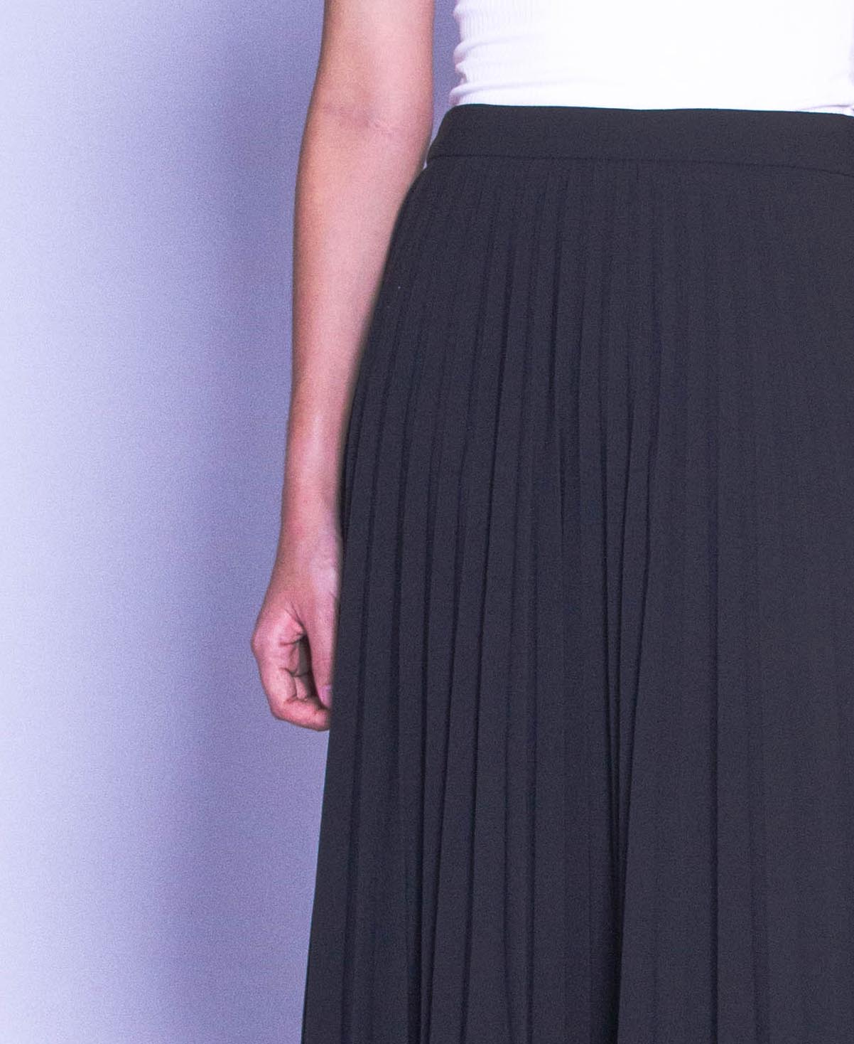 Women Pleated Skirt - Black - H9W398