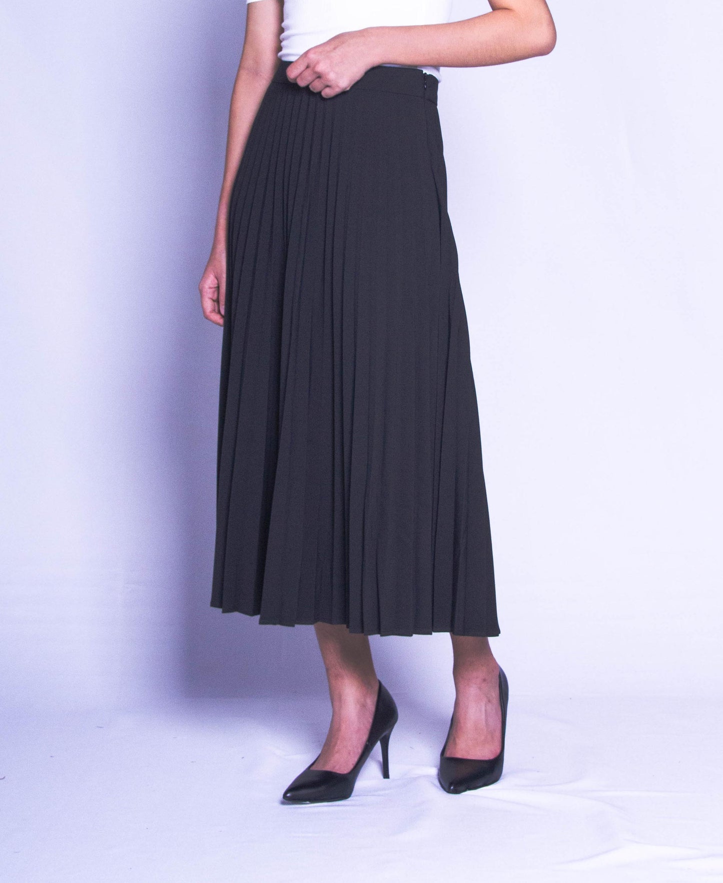 Women Pleated Skirt - Black - H9W398