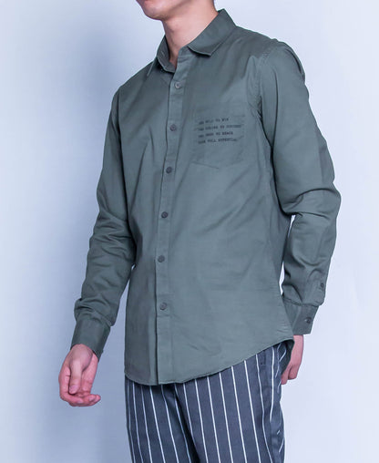 Men Long-Sleeve Shirt - Army Green - H9M265