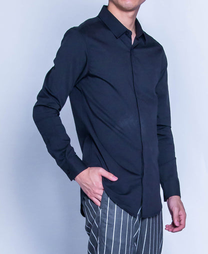 Men Long Sleeve Shirt - Black - H9M271