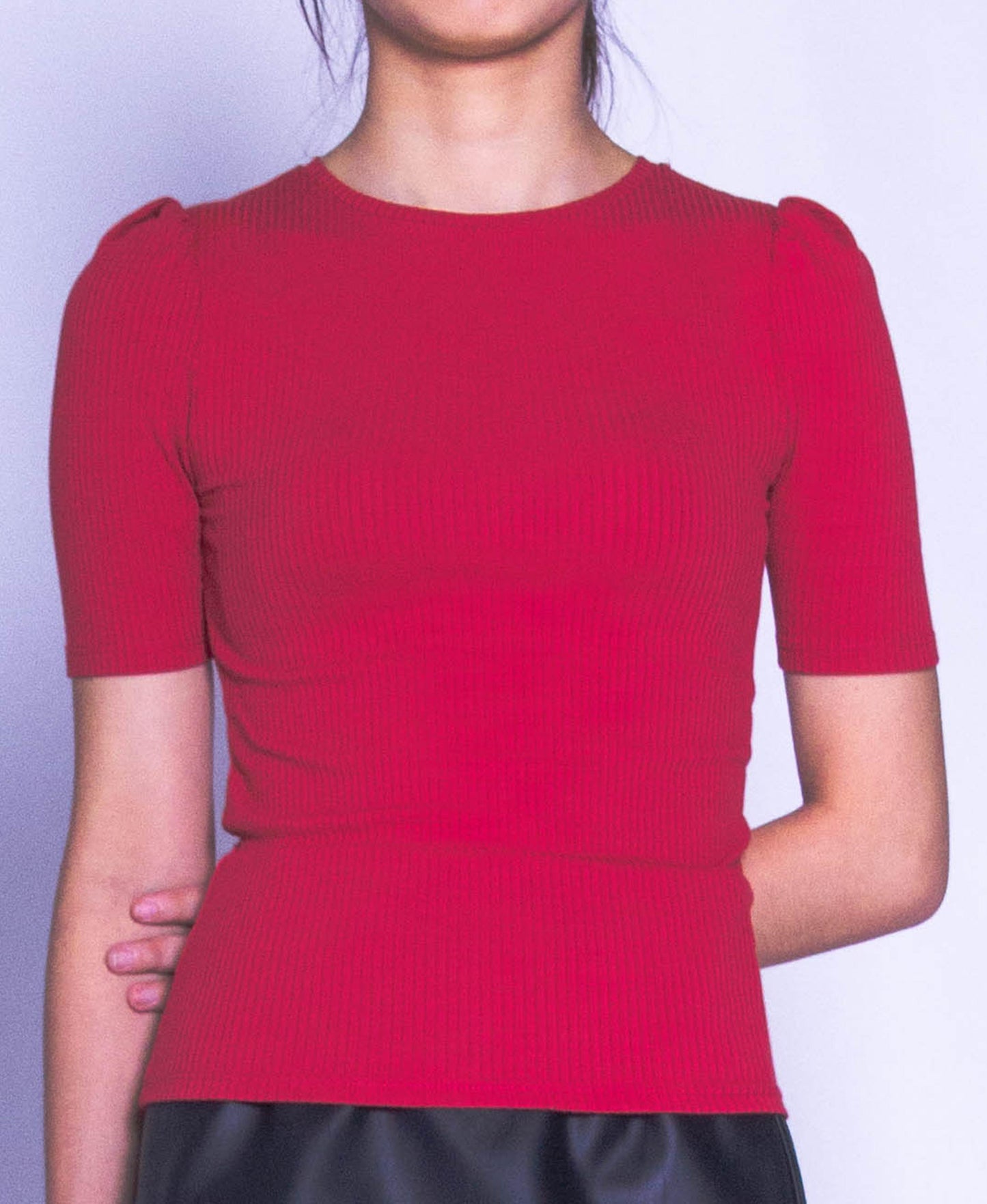 Women Short Sleeve Blouse - Red - H9W431