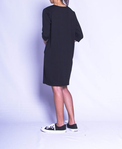 Women T-Shirt Dress - Black - H9W420