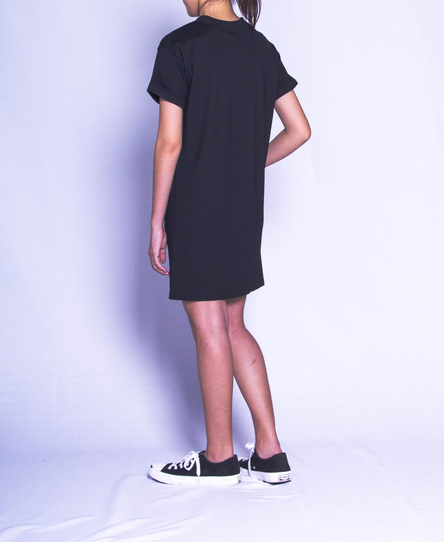 Women Short-Sleeve Dress - Black - H9W259