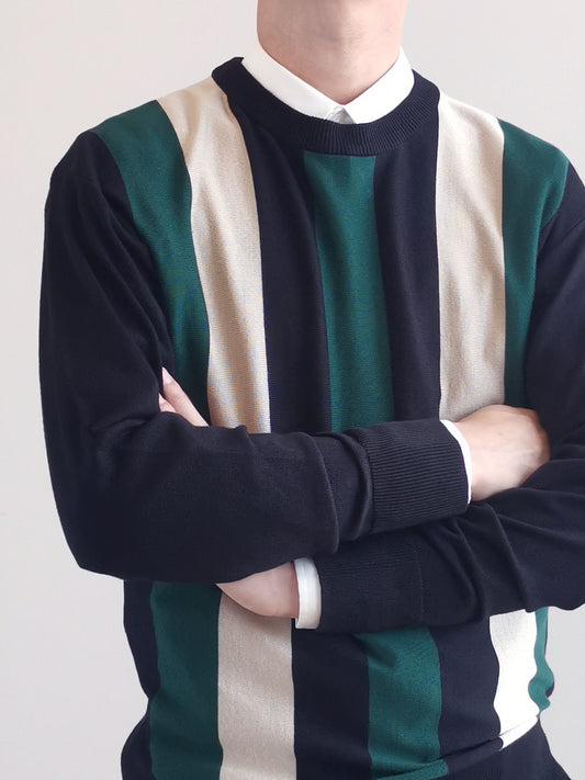 Men Striped Sweater - Black - M0M445