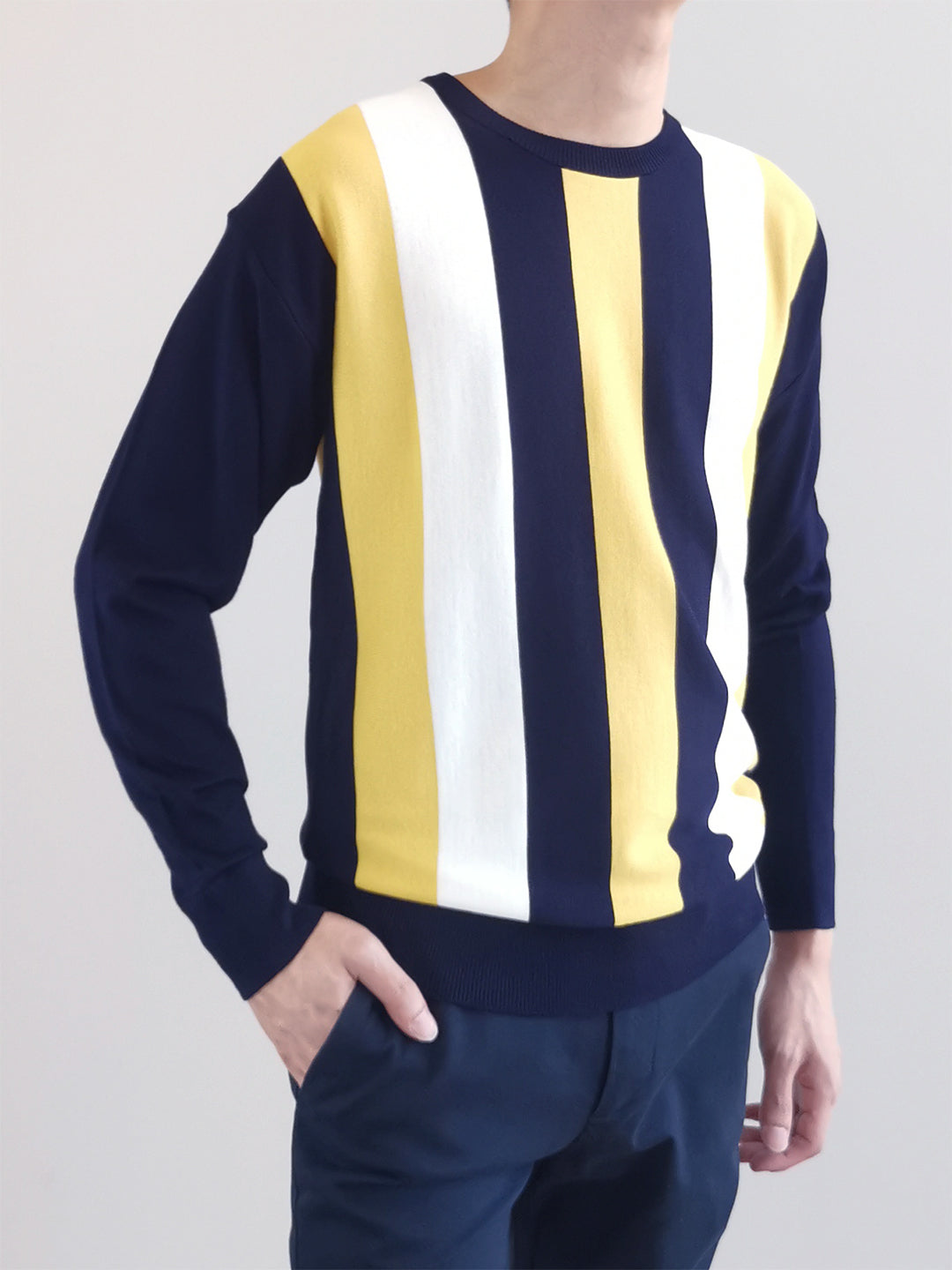 Men Striped Sweater - Yellow - M0M444