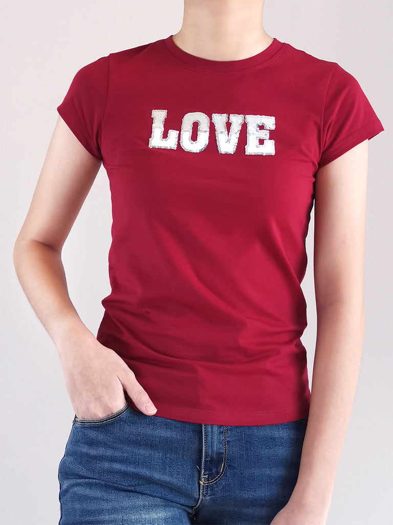 Women Graphic Tee- Red - M0W488