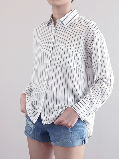 Women Oversize Collared Shirt- White - M0W460