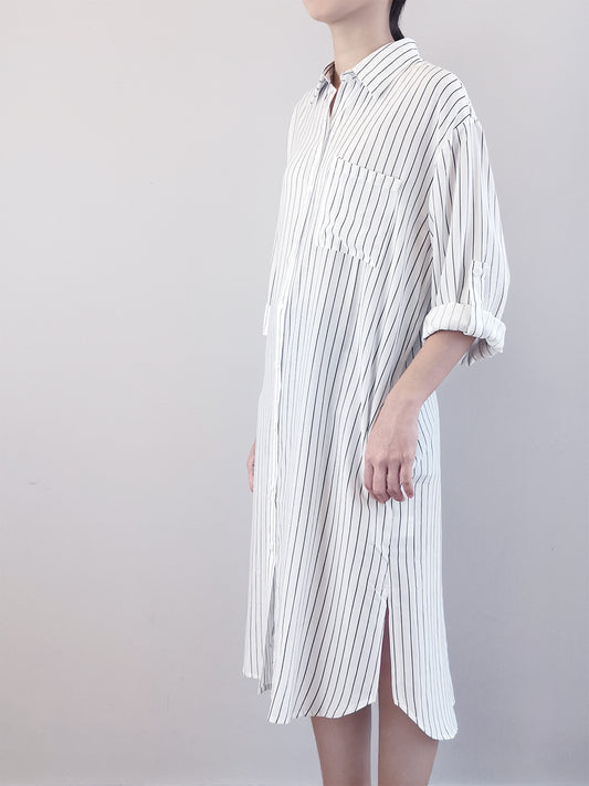 Women Oversized Shirtdress- White - M0W462