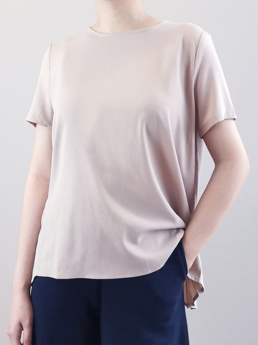 Women Back Pleated Blouse - Grey - M0W450