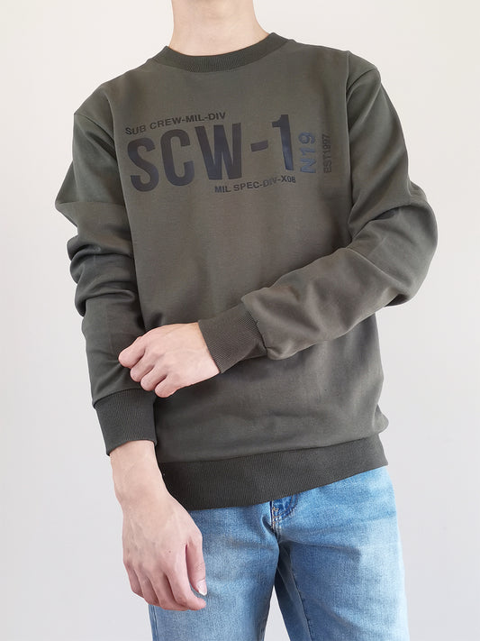 Men Long-Sleeve Sweatshirt - Army Green - M0M405