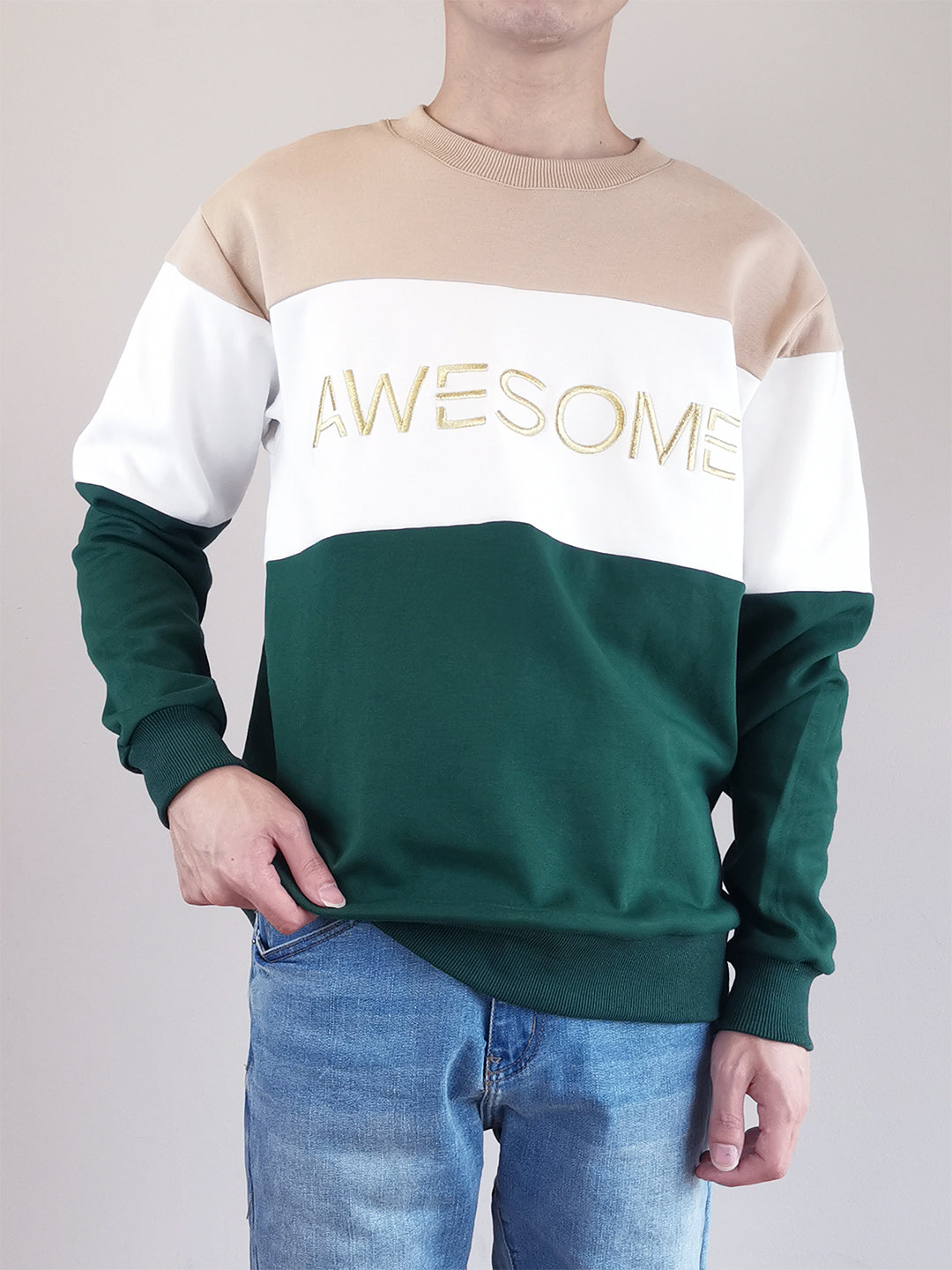 Men Colour Block Sweatshirt - Green - M0M486