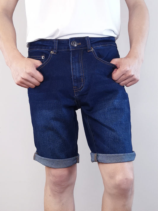 Men Denim Bermuda Shorts - Dark Blue - M0M402