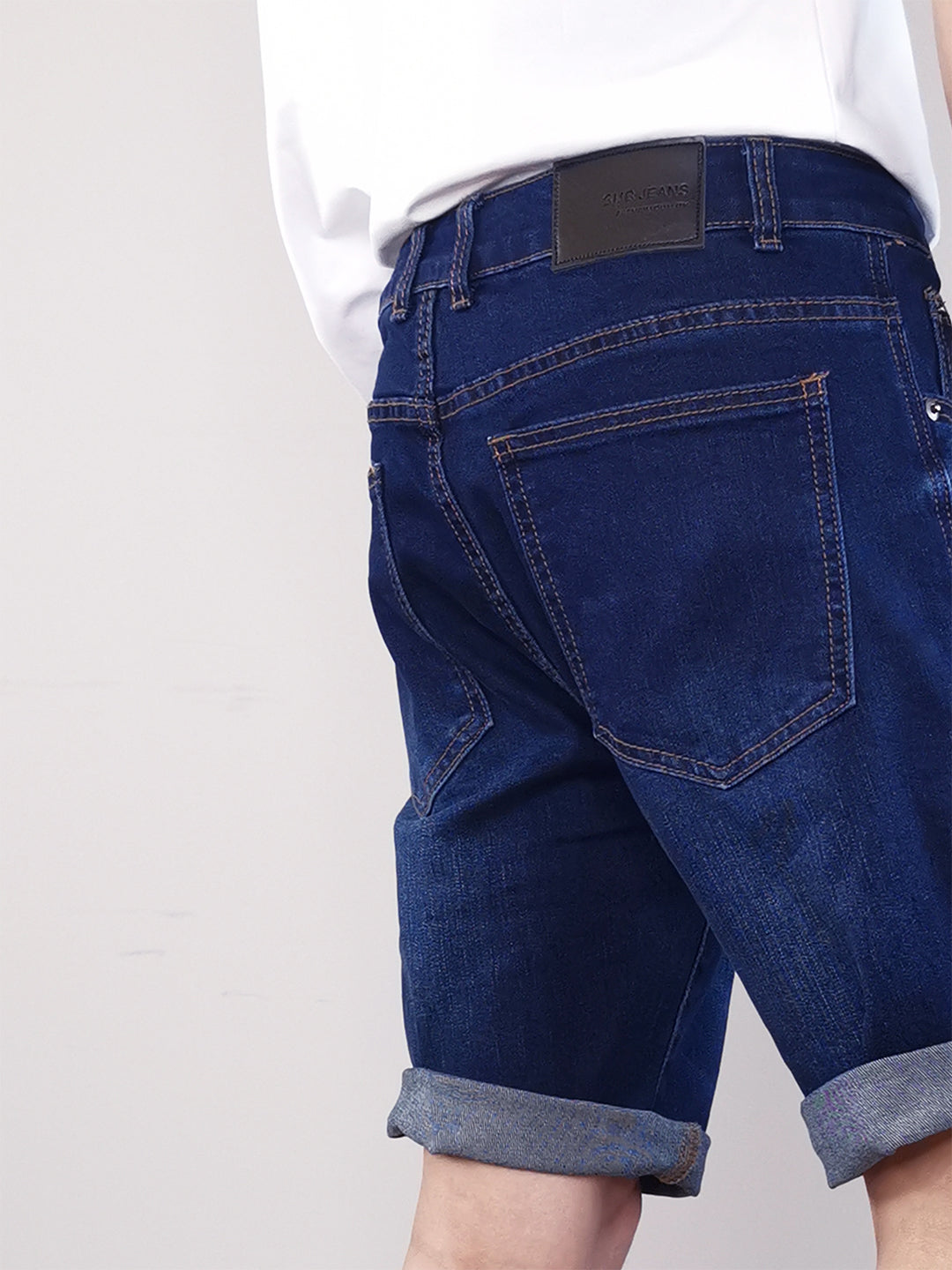 Men Denim Bermuda Shorts - Dark Blue - M0M402