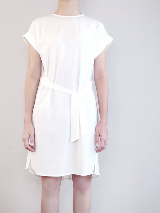 Women Pleated Detail Dress - White - M0W458