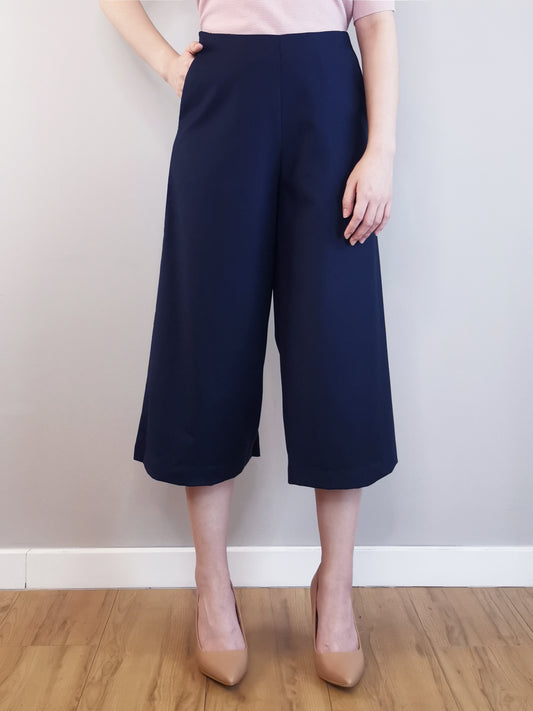 Women Wide Leg Trousers - Navy - M0W504