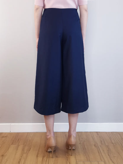 Women Wide Leg Trousers - Navy - M0W504