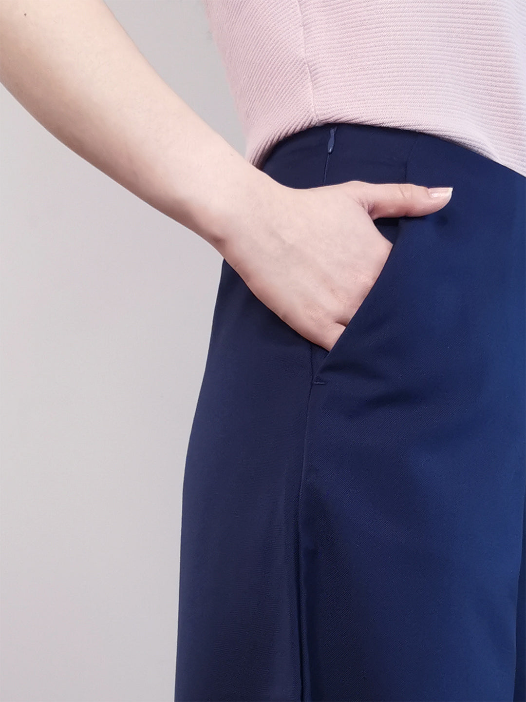 Women Wide Leg Trousers - Navy - M0W504