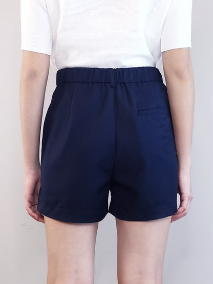 Women Elastic Shorts - Navy - M0W475