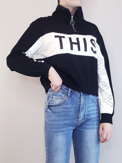 Women Long Sleeve Sweatshirt - Black - M0W531