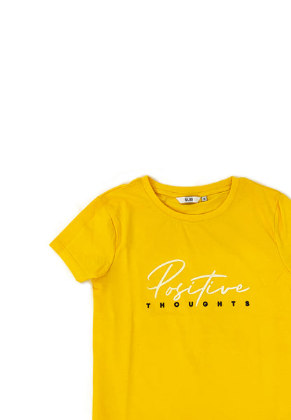 WOMEN SHORT-SLEEVE GRAPHIC TEE - YELLOW - M1W050