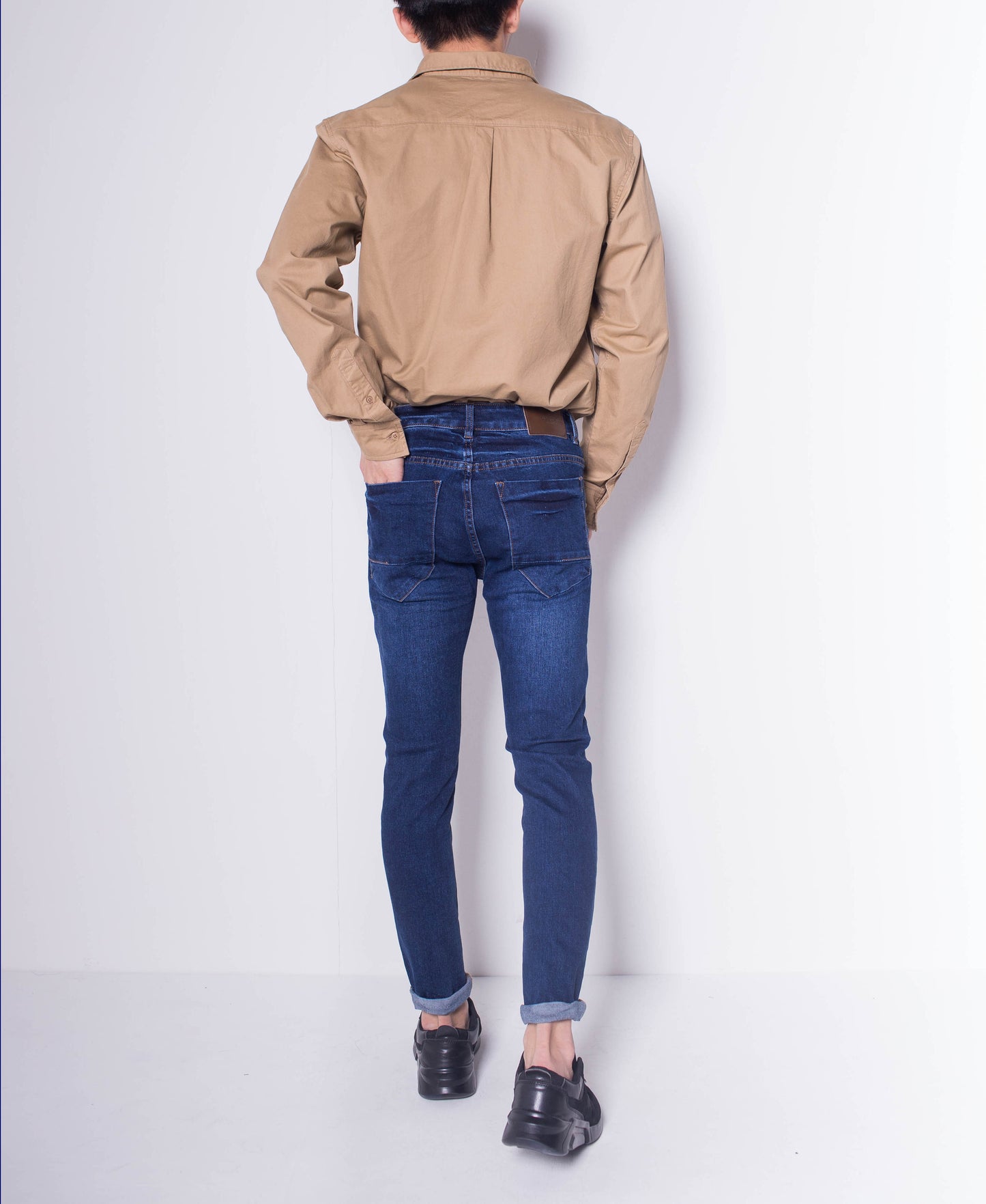 Men Skinny Long Jeans - DARK BLUE - H0M703